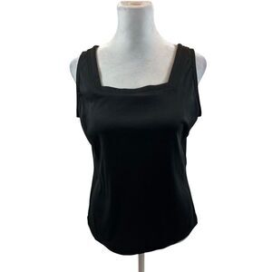 Ladies Vintage Joanna Brand Black Square Neck Tank‎ Top Size Large